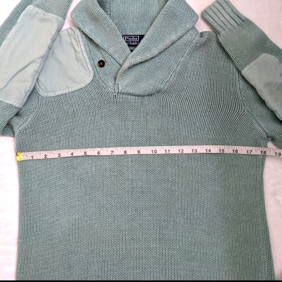 Polo by Ralph Lauren Rare Linen Patch Shawl Collar Sweater - Picture 2 of 6
